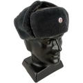 East German Ushanka With Badge - East German Army Surplus - Hats