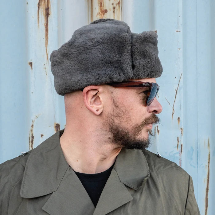 East German Ushanka With Badge - East German Army Surplus - Hats