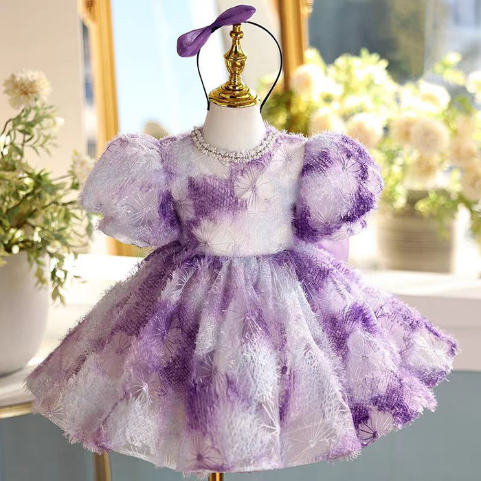 Elegant Girl Dress Embroidered Birthday Holiday Party Gown J468