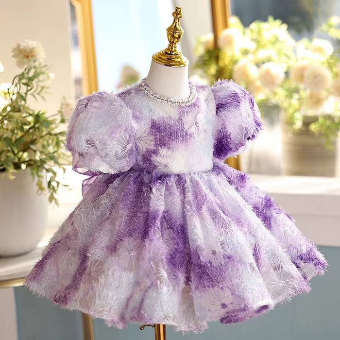 Elegant Girl Dress Embroidered Birthday Holiday Party Gown J468