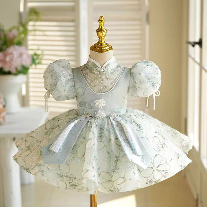Elegant Green Flower Girl Dress Princess Kids 1st Birthday J786