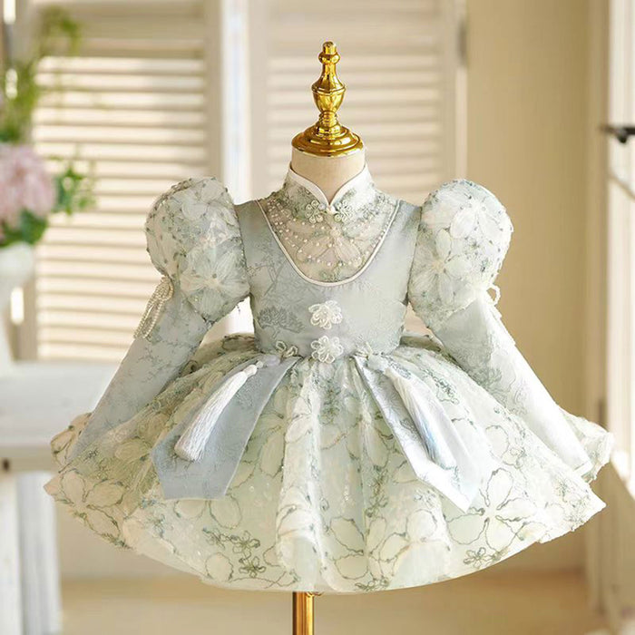 Elegant Green Flower Girl Dress Princess Kids 1st Birthday J786