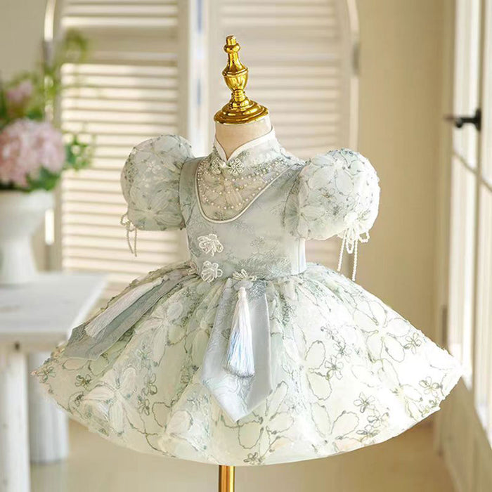 Elegant Green Flower Girl Dress Princess Kids 1st Birthday J786