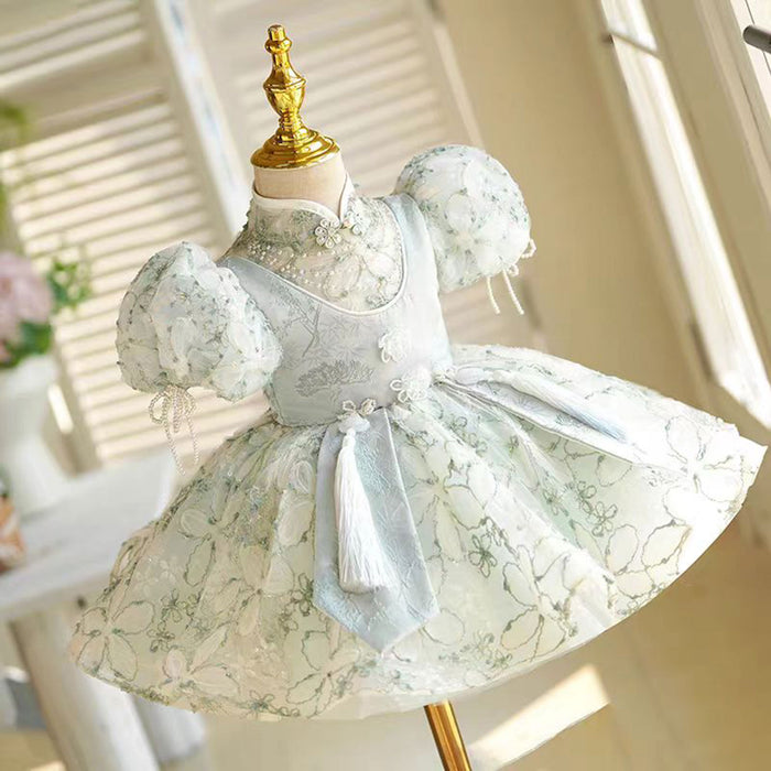 Elegant Green Flower Girl Dress Princess Kids 1st Birthday J786