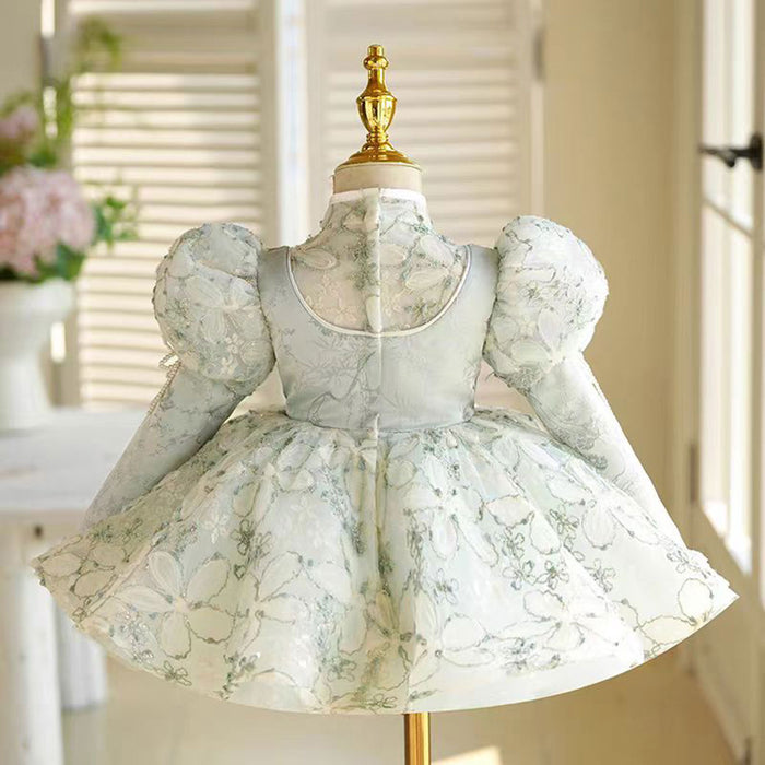 Elegant Green Flower Girl Dress Princess Kids 1st Birthday J786
