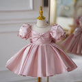 Elegant Pink Girl Dress Bowed Kids Birthday Party Holiday J743