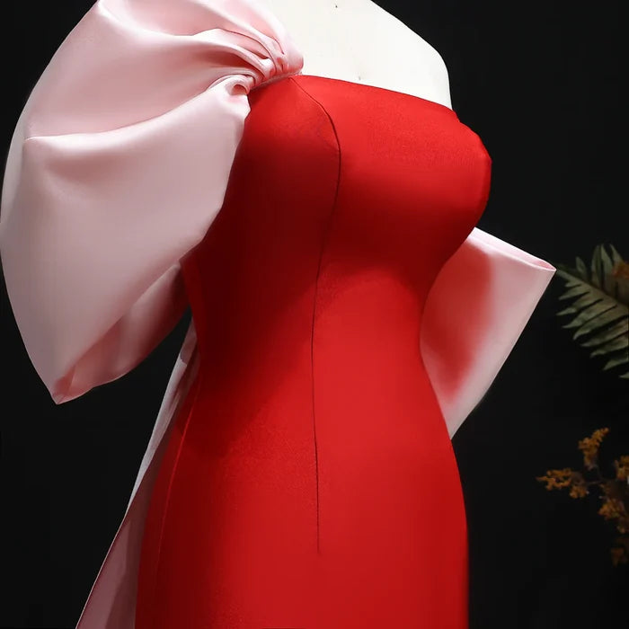 Elegant Red and Pink Off Shoulder Evening Dress SF366