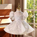 Elegant White Girl Princess Dress Tulle For Kids 1st Birthday J784