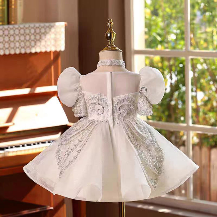 Elegant White Girl Princess Dress Tulle For Kids 1st Birthday J784