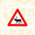 Forager Provisions LTD handmade enamel fridge magnet featuring a red and white Nordic reindeer warning sign design.