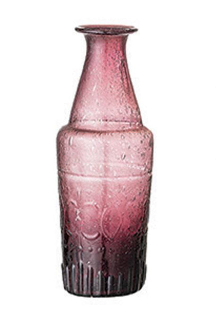 Embossed Glass Vase, Plum color
