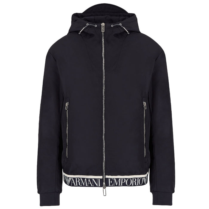 Emporio Armani - Blouson Hooded Jacket with Logo tape in Navy - Nigel Clare