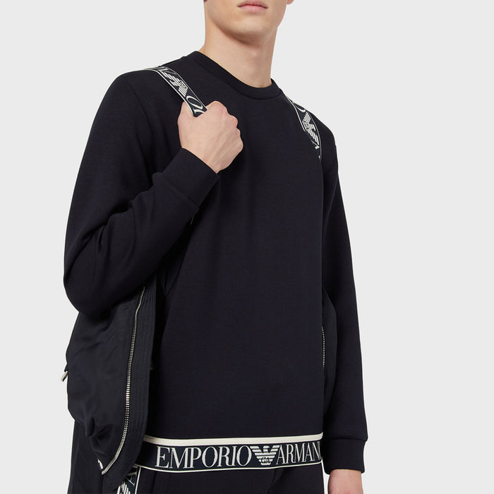 Emporio Armani - Blouson Hooded Jacket with Logo tape in Navy - Nigel Clare