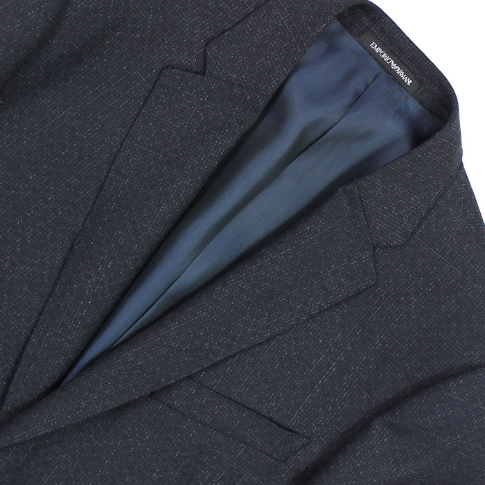 Emporio Armani - M Line Slim Fit Microcheck Pattern Suit in Navy - Nigel Clare
