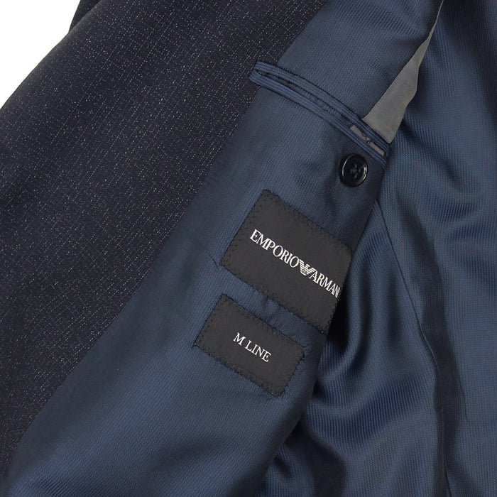Emporio Armani - M Line Slim Fit Microcheck Pattern Suit in Navy - Nigel Clare