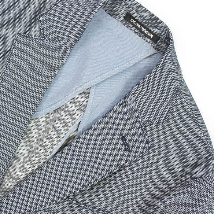 Emporio Armani - Navy Herringbone Cotton/Linen Mix Blazer - Nigel Clare