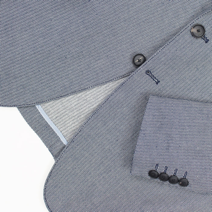 Emporio Armani - Navy Herringbone Cotton/Linen Mix Blazer - Nigel Clare