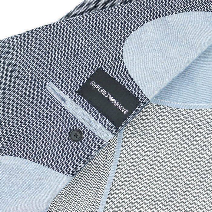 Emporio Armani - Navy Herringbone Cotton/Linen Mix Blazer - Nigel Clare