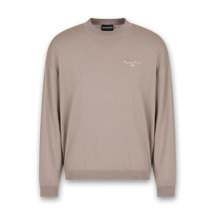 Emporio Armani - Signature Logo Crew Neck in Beige - Nigel Clare