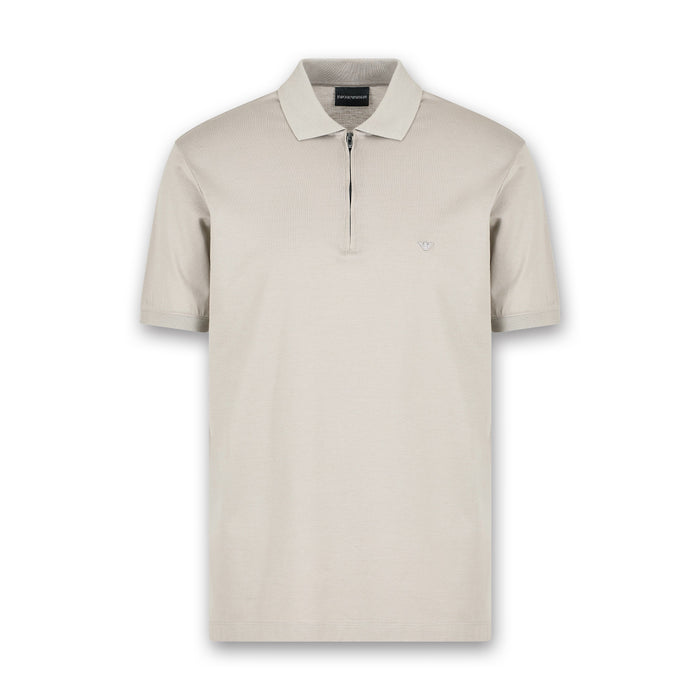 Emporio Armani - Zip Neck Polo in Beige - Nigel Clare