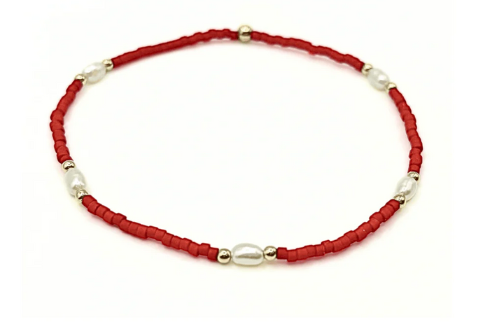 Erin Gray Game Day Bracelet w Rice Pearls