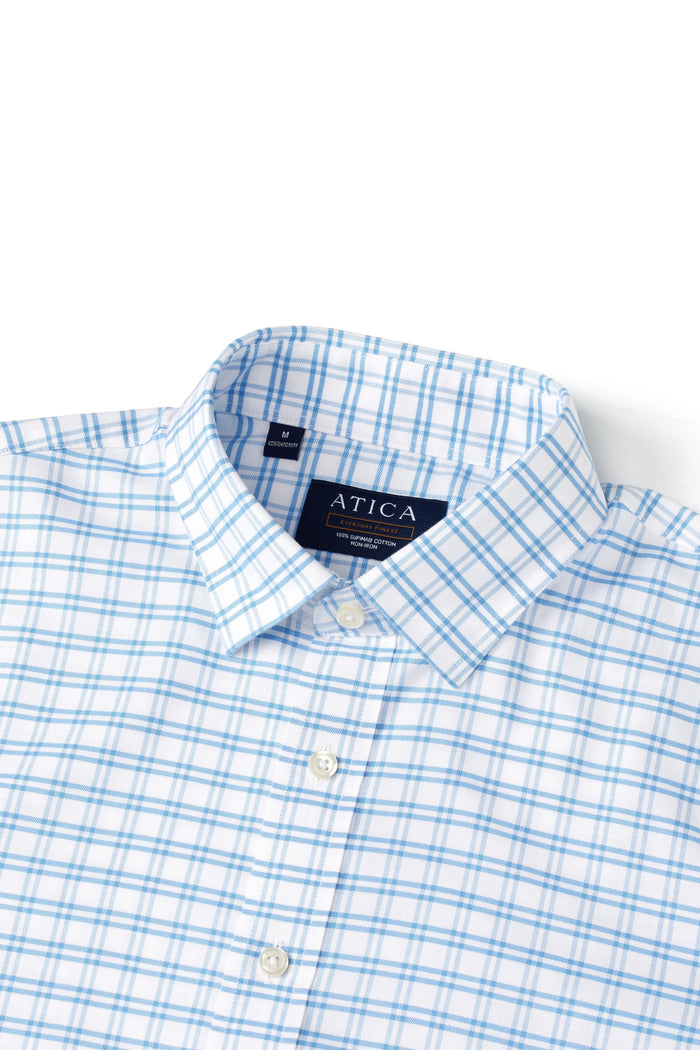EVERYDAY Light Blue Grid Shirt - Atica Man