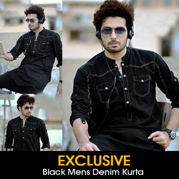 Exclusive Black Men's Denim Kurta