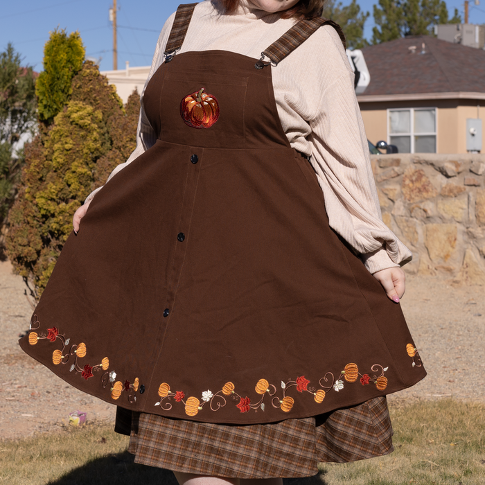 Fall Pumpkin Overalls Dress