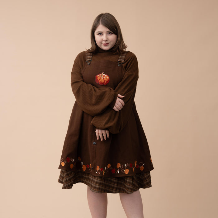 Fall Pumpkin Overalls Dress