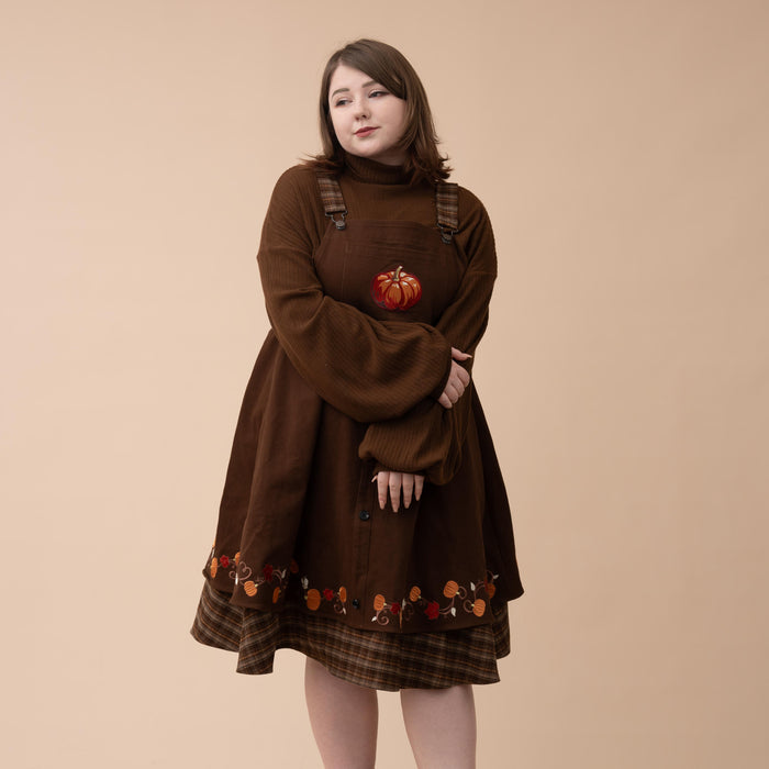 Fall Pumpkin Overalls Dress