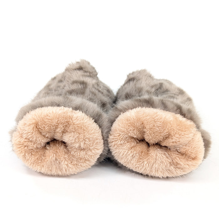 Faux Fur Mittens - Light Brown Animal Print