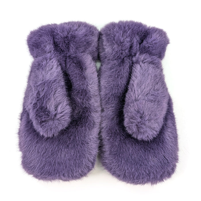 Faux Fur Mittens - Purple