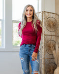 Favorite Crewneck Long Sleeve Top - Color Options Available! Zenana Cabernet