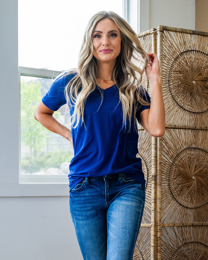 Favorite V Neck Top - Color Options Available! Zenana Light Navy