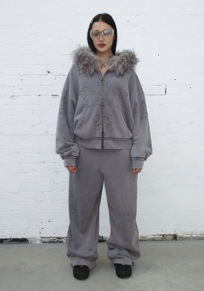 FERAL STUDDED OVERSIZED SWEATPANTS WASHED GREY