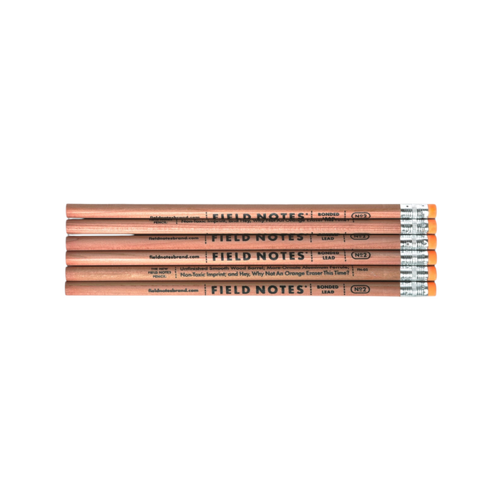 Forager Provisions LTD Field Notes Square Deal No. 2 woodgrain pencils in a six-pack with faceted barrels.