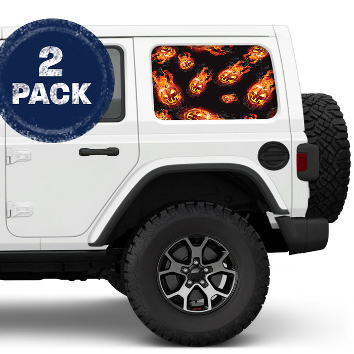 Flaming Pumpkins Side Windows Printed Vinyl Decal