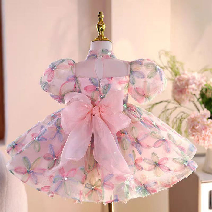 Floral Pink Girl Dress Princess Toddler Kids 1st Birthday J471