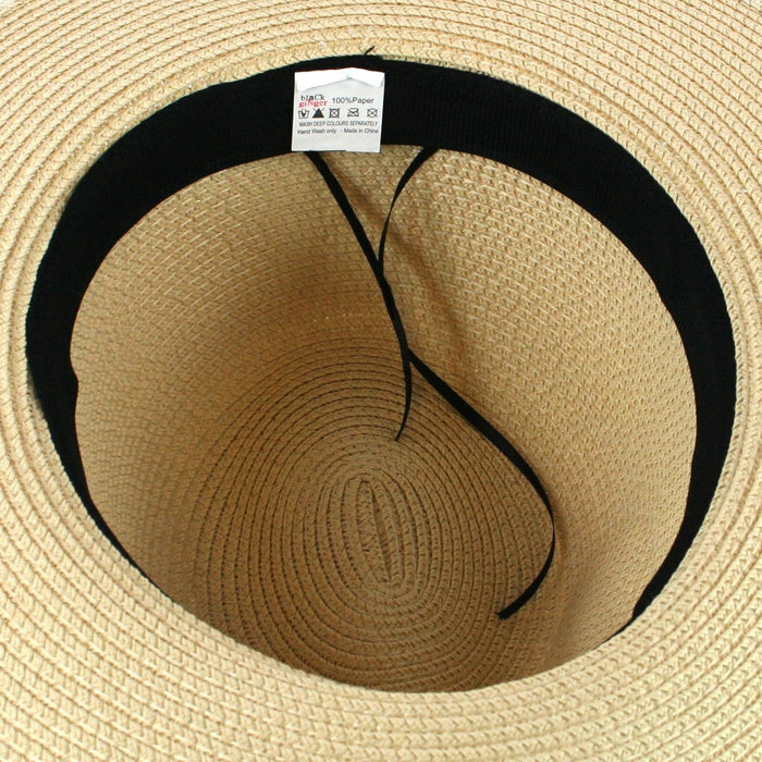 Folding Travel Trilby Sun Hat with a Black Ribbon (61cm)