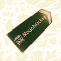 Forager Provisions green Moochdocking aluminum sign with van, arrow, floral details for RV camping (45×15cm).