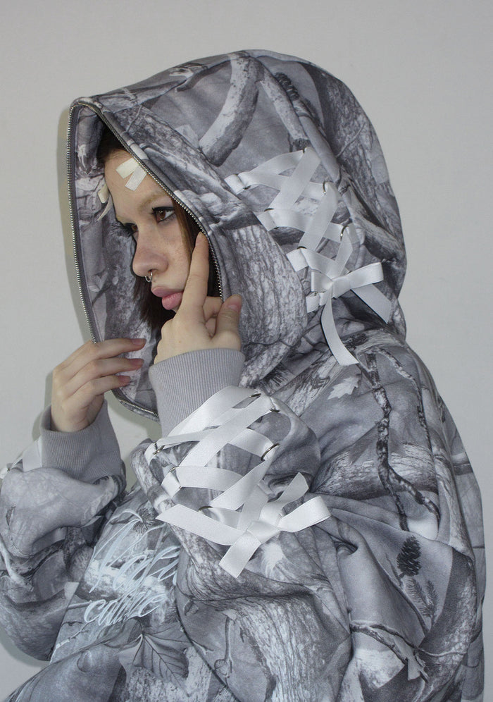 FORBIDDEN ZIP HOODIE SNOW