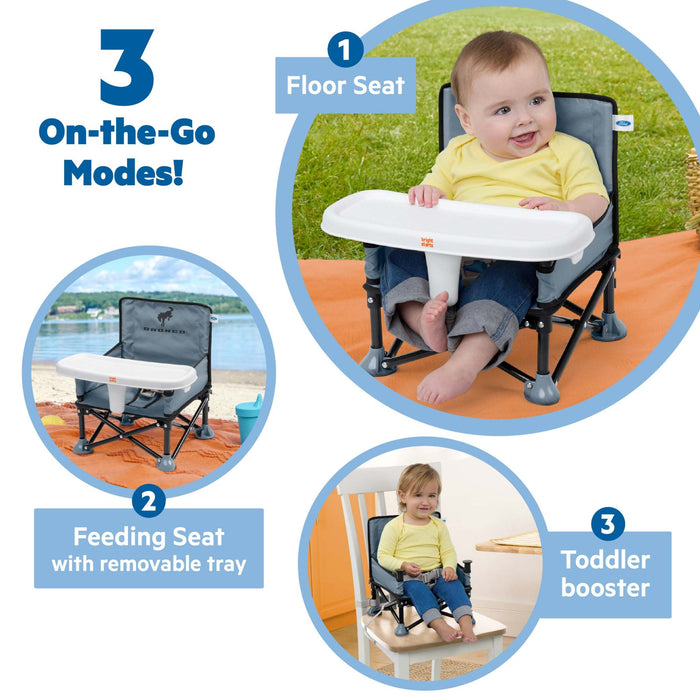 Ford Bronco Pop 'N Sit portable booster seat in Area 51 color with removable tray and carrying bag