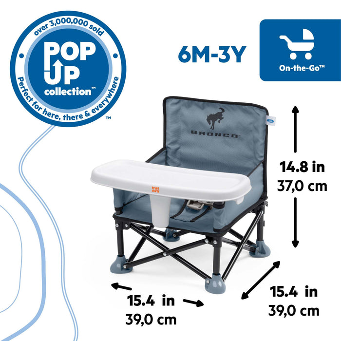Ford Bronco Pop 'N Sit portable booster seat in Area 51 color, multi-mode baby and toddler travel seat with removable tray and carrying bag