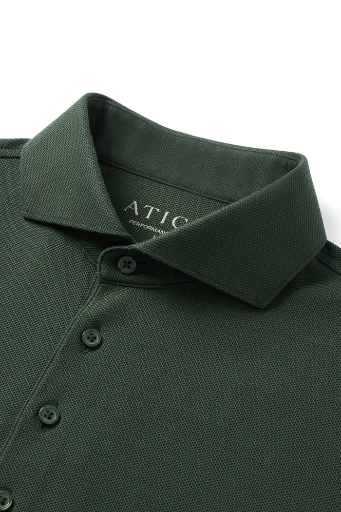 Forest Green Dress Collar Performance Polo - Atica Man