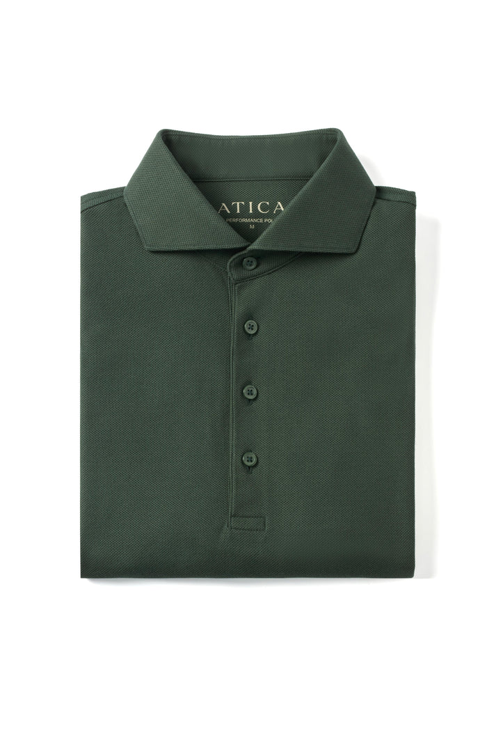 Forest Green Dress Collar Performance Polo - Atica Man