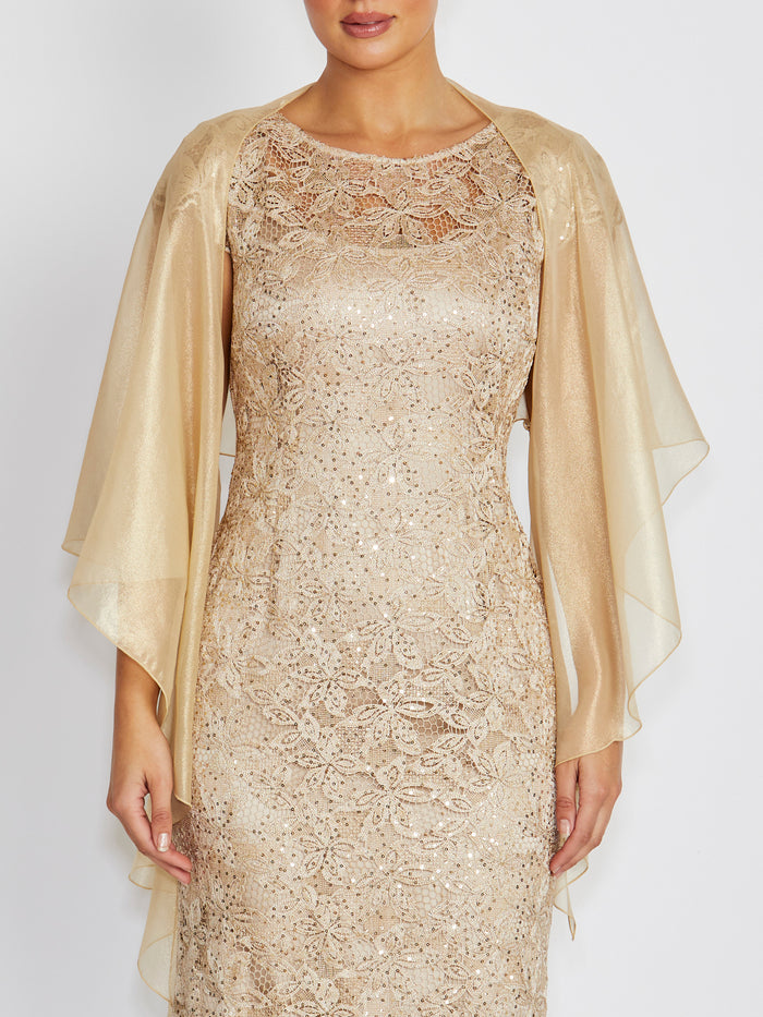 Fortuna Metallic Champagne Silk Shrug