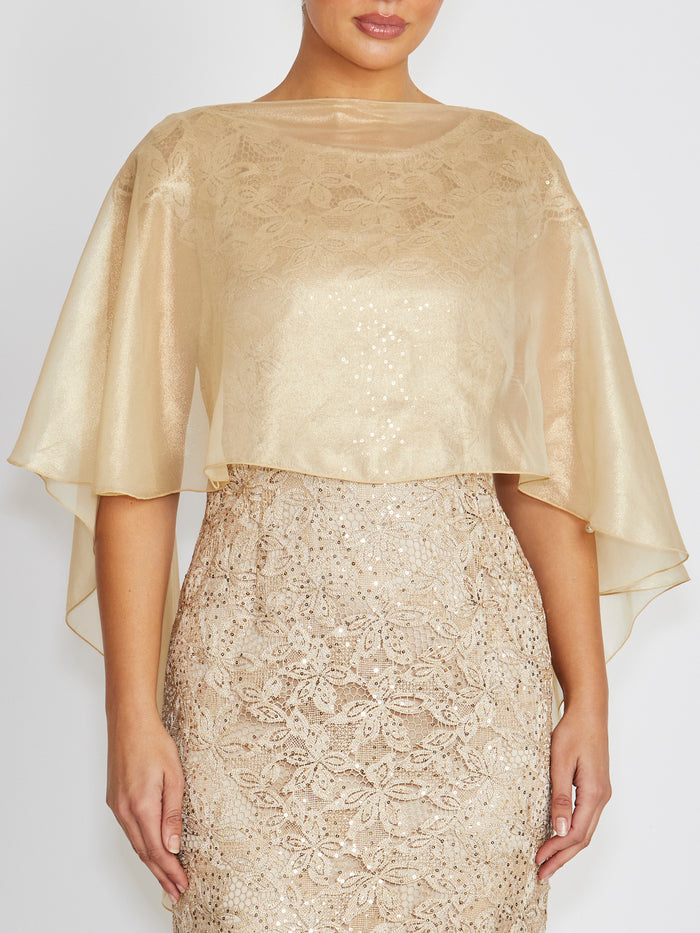 Fortuna Metallic Champagne Silk Shrug