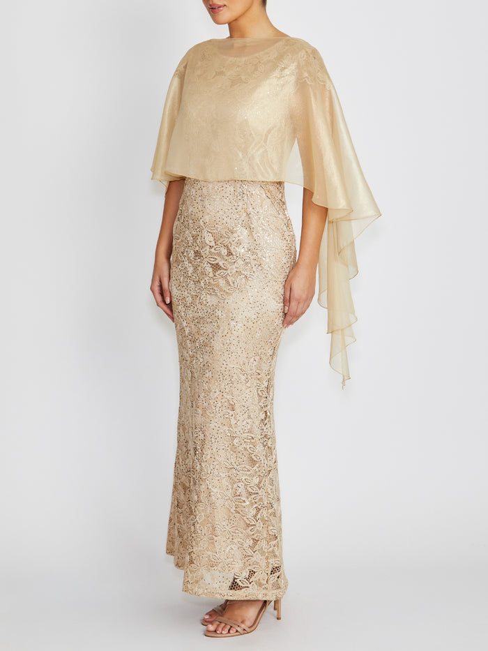 Fortuna Metallic Champagne Silk Shrug