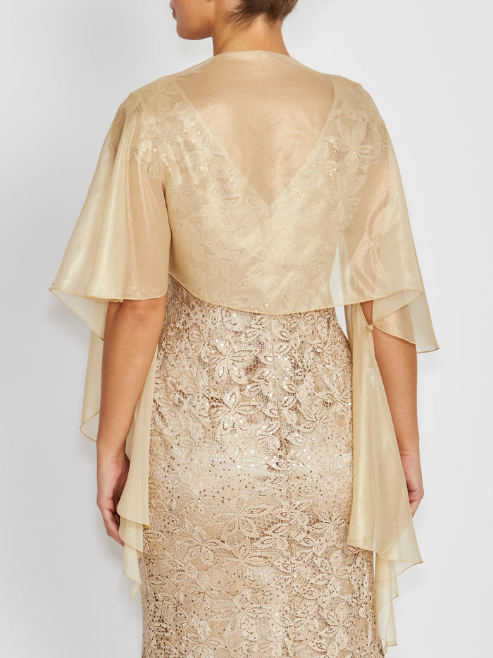 Fortuna Metallic Champagne Silk Shrug
