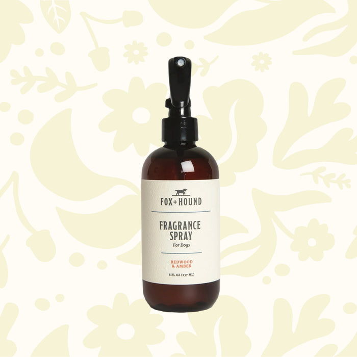 Forager Provisions LTD Fox + Hound dog fragrance spray in an 8 oz amber bottle with redwood and amber scent